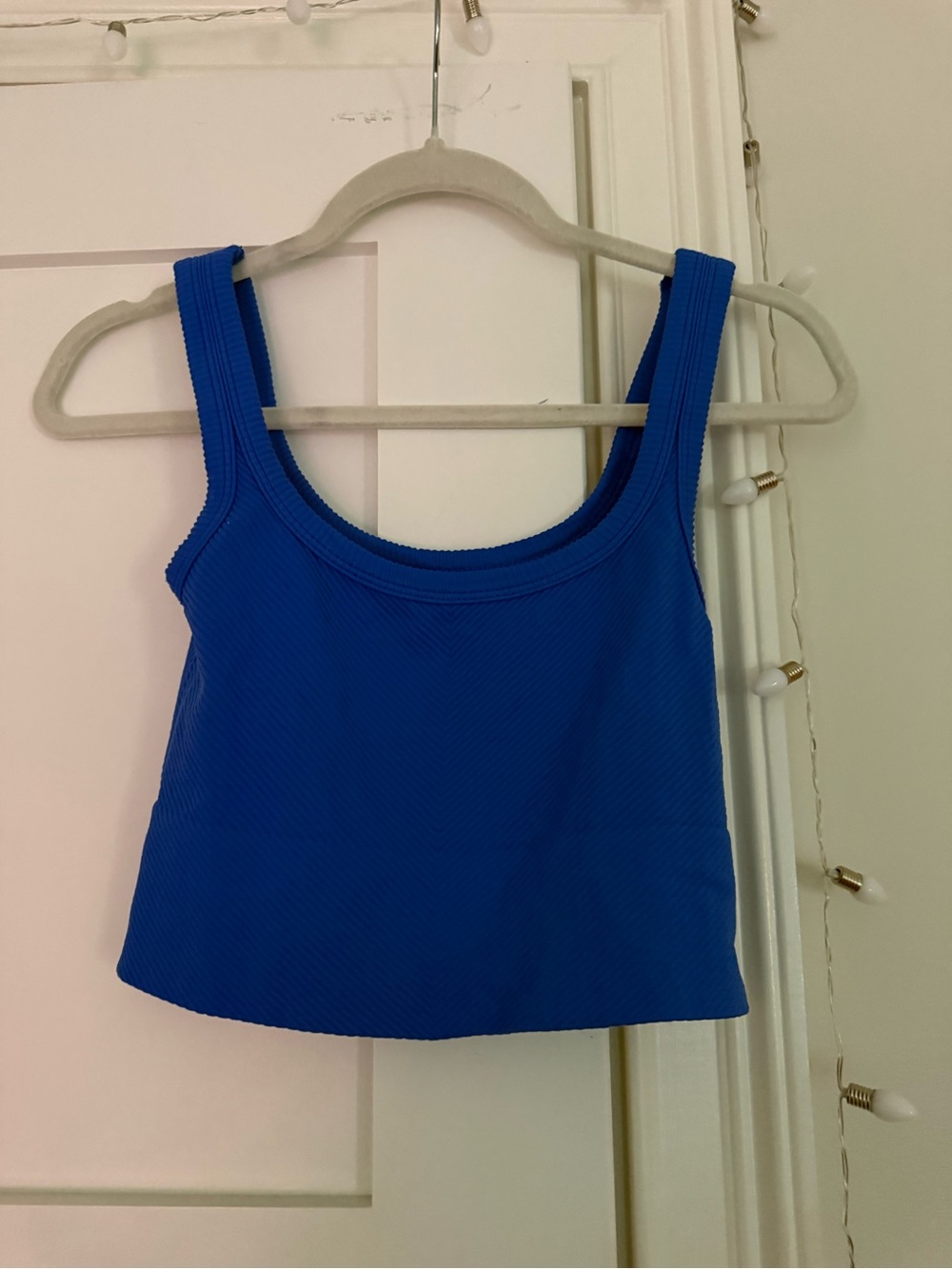 Ribbed Scoop Neck Tank Top in Cobalt Blue
